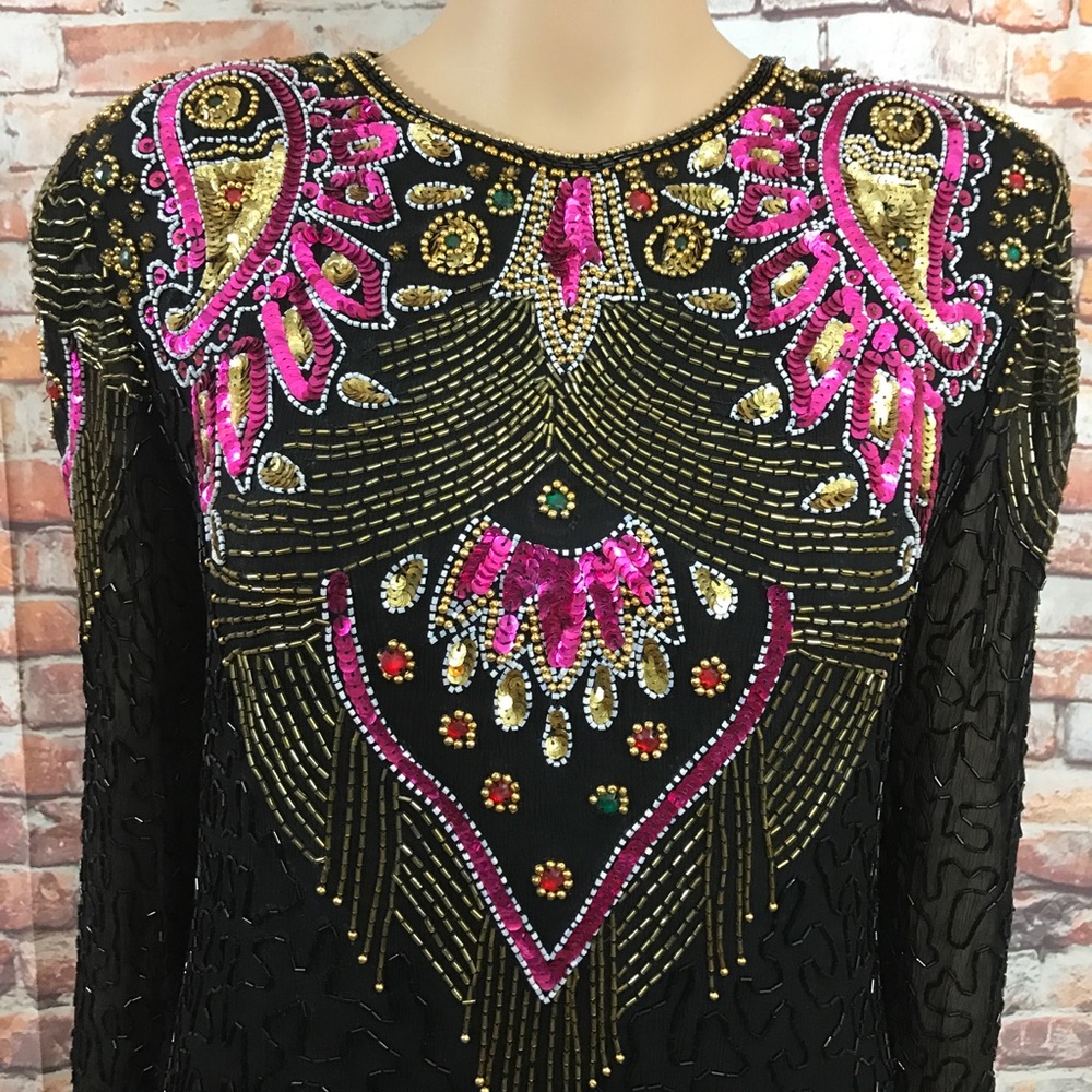 Vintage Sweelo Embroidered Beaded Dress